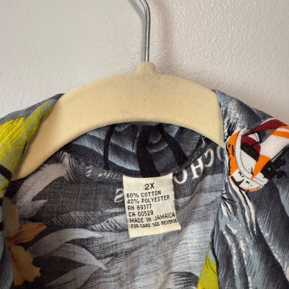 Hawaiian Button-Up Shirt 2X Dunns River Tropical Print Palm Trees Flowers - Picture 4 of 7